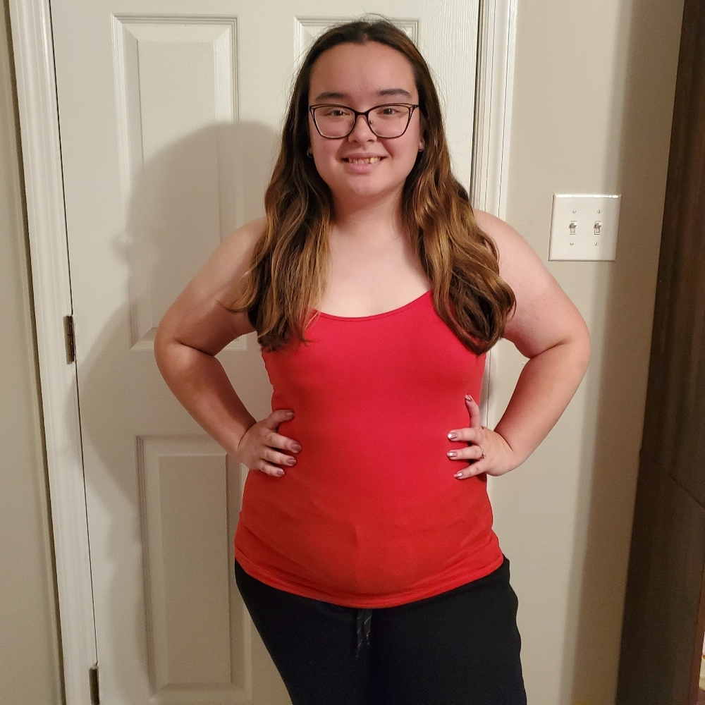 Red simple tank top